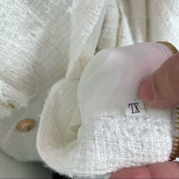 Luxdress Chunky Chain Fringe Button Front Long Sleeve Tweed Mini Dress - Picture 10 of 10